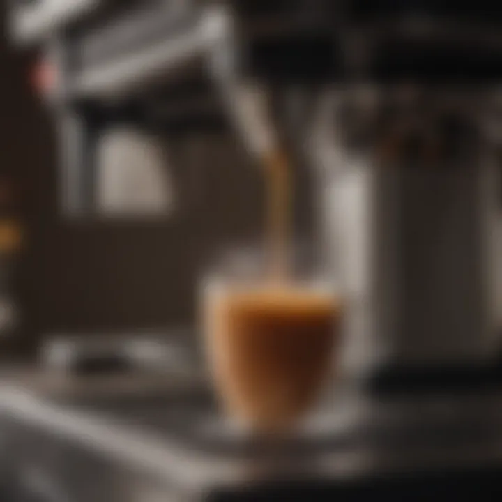 Close-up of coffee brewing in a high-end coffee maker