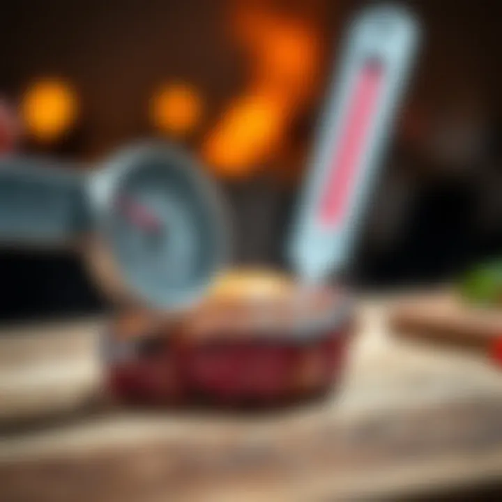 Temperature Measurement for Steak Thermometer measuring the temperature of a steak