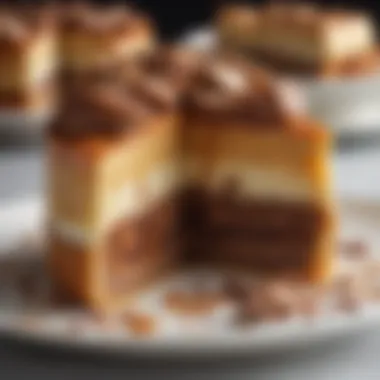 The Intricate Layers of Flavor in Piecaken Close-up of a slice of piecaken revealing its unique combination of cake and pie layers.