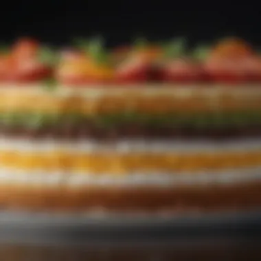 A close-up of unique flavor combinations in cake layers