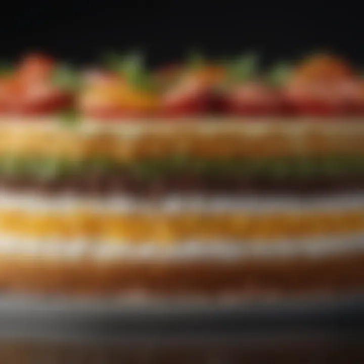 A close-up of unique flavor combinations in cake layers