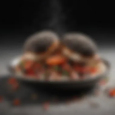 Modern Culinary Creation with Salt and Pepper A modern culinary creation featuring salt and pepper as key ingredients