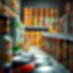 Canned goods shelf showcasing various types