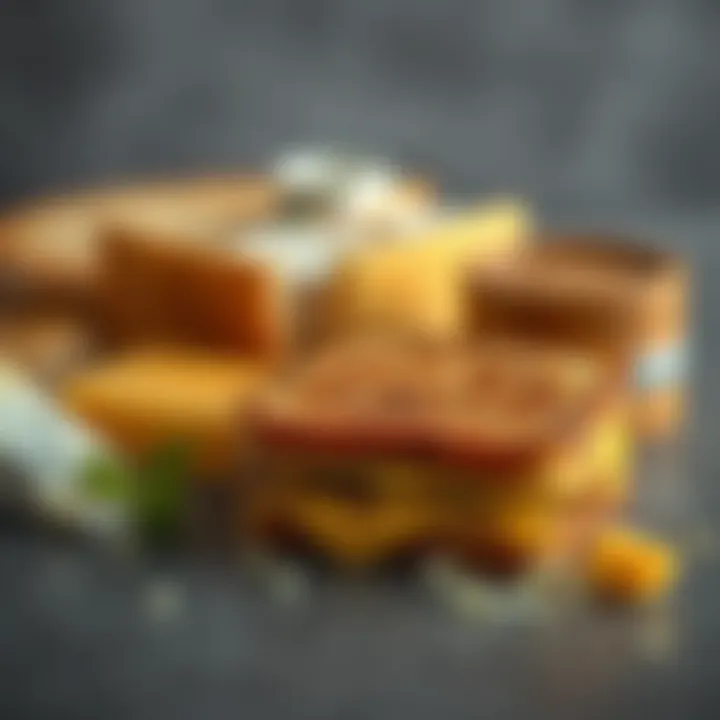 Bread and Cheese Pairings for Gourmet Grilled Cheese An assortment of gourmet cheeses alongside different types of bread for grilled cheese sandwiches.
