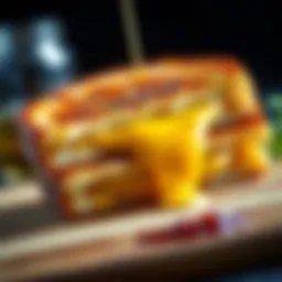 A perfectly toasted grilled cheese sandwich with a golden crust and melted cheese oozing out.