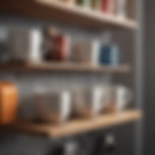 Stylish under shelf mug hanger showcasing elegant mug arrangement