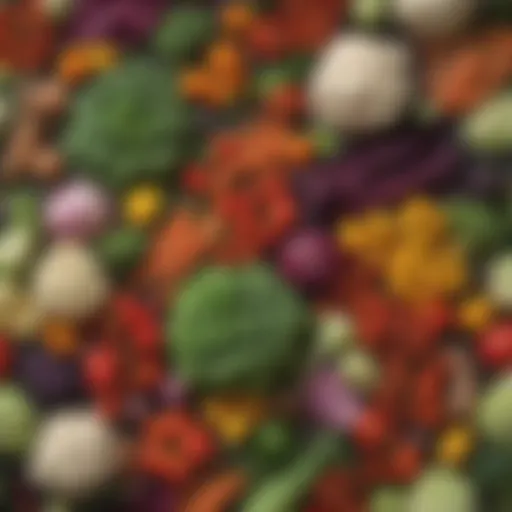 Colorful assortment of vegetables rich in carbohydrates