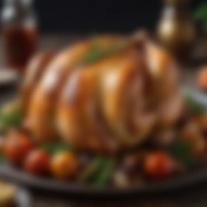 A beautifully arranged plate of roasted chicken with herbs and vegetables