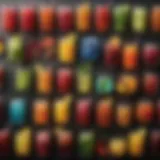 A colorful array of beverages highlighting hydration options.