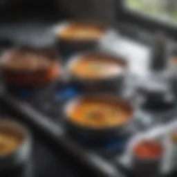 Variety of induction cooktop pots showcasing different materials