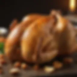A perfectly roasted chicken with golden skin