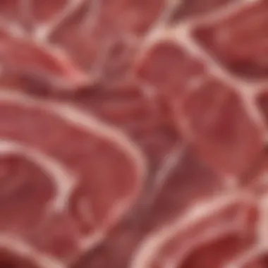 The Intricate Texture of Speck Meat Sliced speck meat showcasing its marbling and texture