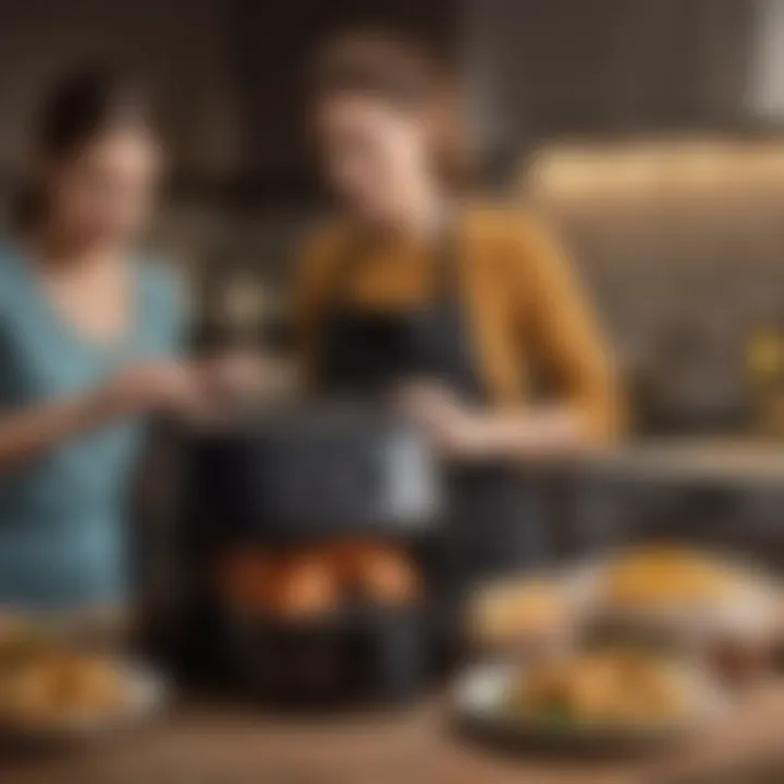 User enjoying meal prepared with air fryer grill