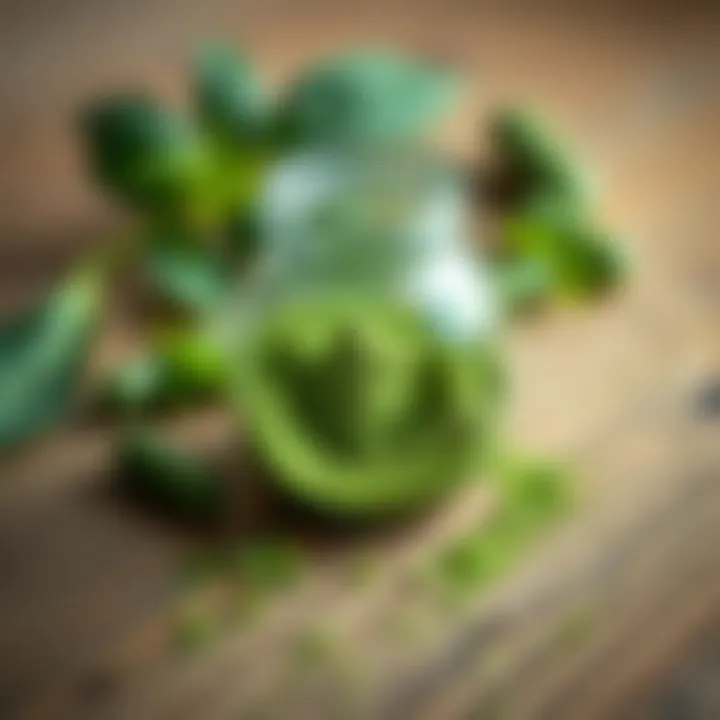 Quality Green Powder Supplement A high-quality green powder supplement in a jar