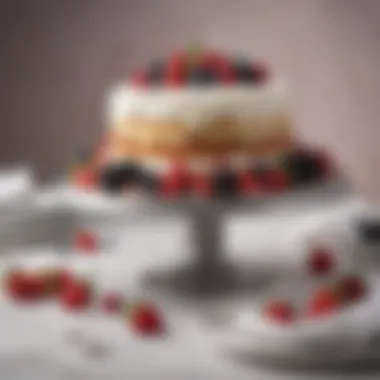 Elegant Berry Chantilly Cake Display An elegant display of Berry Chantilly Cake showcasing its rich layers and vibrant berries.