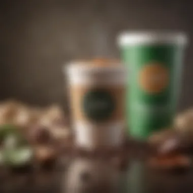 A serene image of a coffee cup next to a recycling bin symbolizing sustainable consumption.