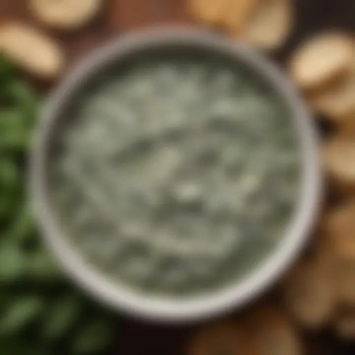 Freshly made spinach dip in a bowl