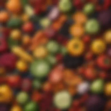 Colorful Fresh Produce A vibrant array of fresh vegetables and fruits representing a vegetarian diet