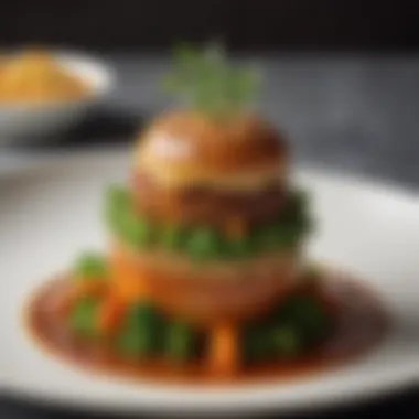Artfully Plated Vegetarian Dish A nutritious vegetarian meal beautifully plated