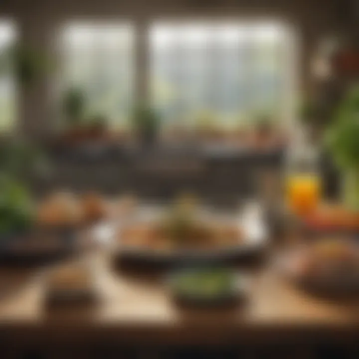 A serene environment promoting sustainable living and vegetarianism