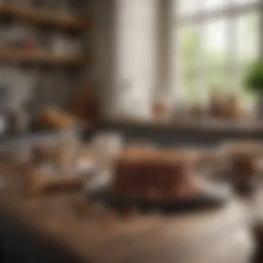 Charming Kitchen Setup for Baking A charming kitchen scene featuring the baking tools and setup for making Baker's German Chocolate Cake.