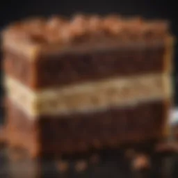 A delectable slice of Baker's German Chocolate Cake showcasing its rich layers and coconut-pecan frosting.
