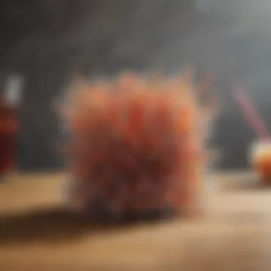 Stack of hard plastic straws on a wooden table