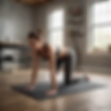 Demonstrating Stretches on a Floor Mat Individual demonstrating stretches on a floor mat