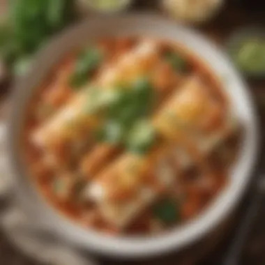 Delicious Chicken Enchiladas Savory chicken enchiladas topped with fresh herbs and cheese
