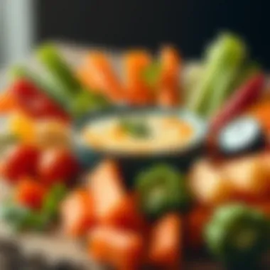 A creative vegan dip served with an array of fresh vegetables