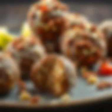 Freshly made vegan energy balls with assorted toppings