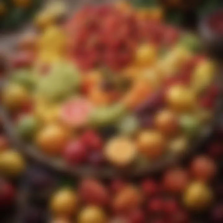 Colorful selection of fruits arranged in a market setting