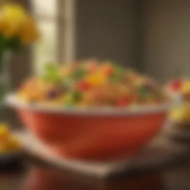 Close-up of the vintage large Tupperware bowl's vibrant color