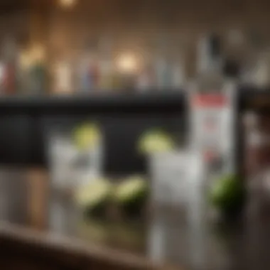 Vodka Club Soda and Lime in a Stylish Bar Setting A stylish bar setting with a Vodka Club Soda and Lime cocktail on the counter