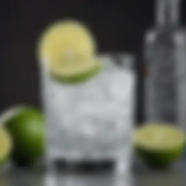 Refreshing Vodka Club Soda and Lime Cocktail A refreshing Vodka Club Soda and Lime cocktail garnished with a lime wedge