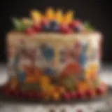 A beautifully decorated birthday cake showcasing intricate designs and vibrant colors