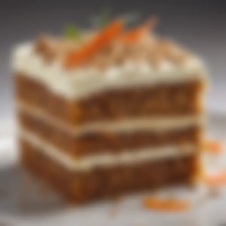 Slice of Walmart's carrot cake showcasing its moist texture and rich frosting