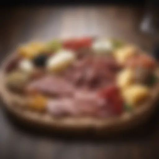 Elegant wooden charcuterie board with assorted meats and cheeses