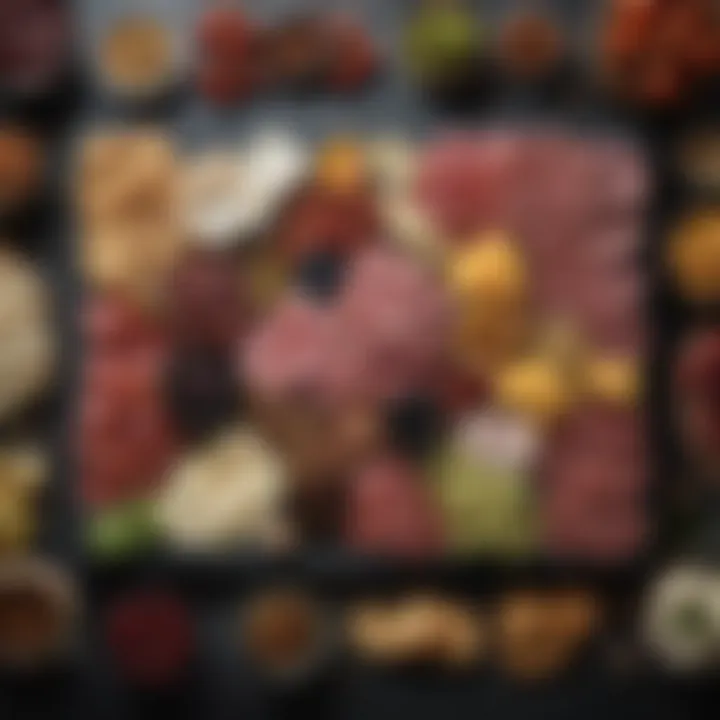 Unique slate charcuterie board displaying a gourmet selection