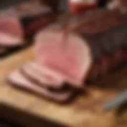 A selection of premium brisket cuts displayed in a butcher shop