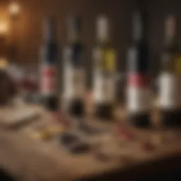 Various types of wine sealers displayed on a table