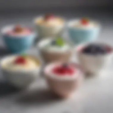 Diverse Yogurt Varieties and Their Aesthetics Different yogurt styles displayed in elegant bowls